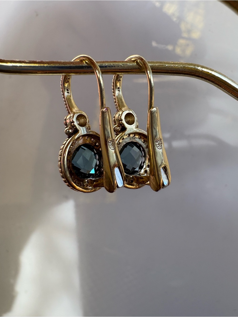 JUDITH RIPKA 14K Plated STERLING SILVER BLUE EARRINGS NEW - Picture 7 of 13